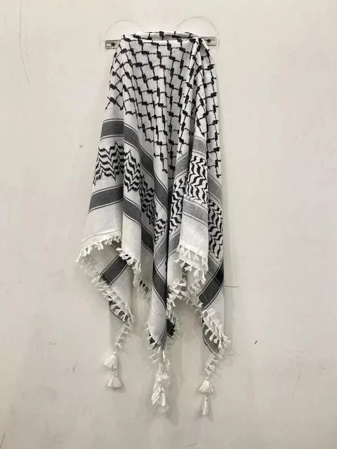 Foulard Keffieh Palestinien – 100% Coton, 100x100 Cm, Blanc & Rose | Shemagh Polyvalent Pour Tête, Cou, Plage, Festival | Style Ethnique, Déco