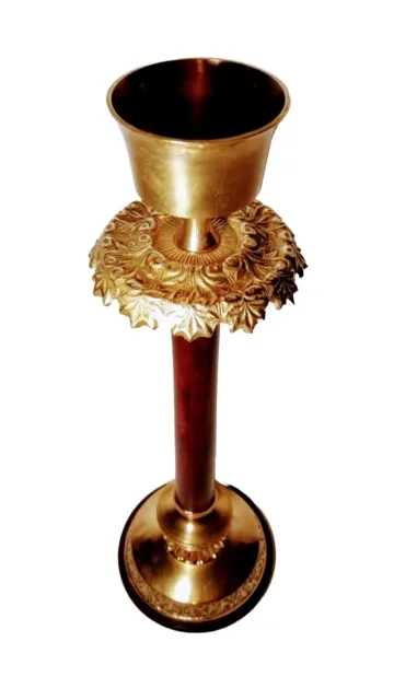 Vintage Ornate Metal/Brass Candlestick Heavy 15.5" Tall Beautiful Handmade