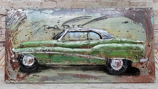 Tableau Décoratif Toile Adam Opel AG - Voiture Ancienne Rouge Rétro - Peinture Murale Moderne - Neuf Encadré