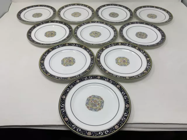 WEDGWOOD England RUNNYMEDE DARK BLUE W4472 pattern Set of 10 Bread Plates - 6"