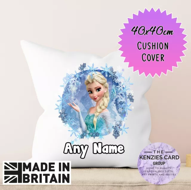 Personalised Disney Frozen Princess Elsa Anna Cushion Cover Birthday 40x40cm V7