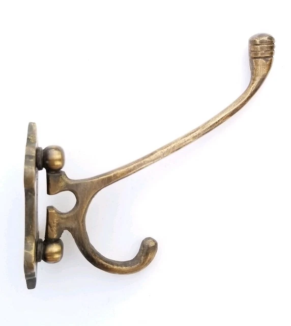 4 Old Style Solid Brass Double Wall Mount 180° Swivel Coat Hat Towel Hooks #C24 9