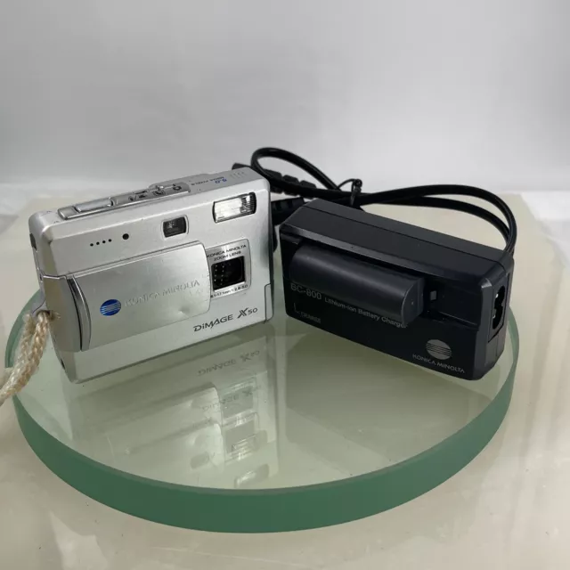 Konica Minolta Digital Camera Dimage X50 5.0MP Silver Battery&Charger Tested#561