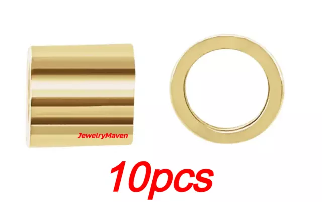 10pcs TINY 2mm x 2mm OD SOLID 14k Yellow Gold Stringing CRIMP TUBES Tube Beads