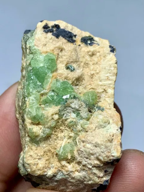 123.60 Cts Beautiful Green Garnet Crystal Bunch From Skardu Pakistan