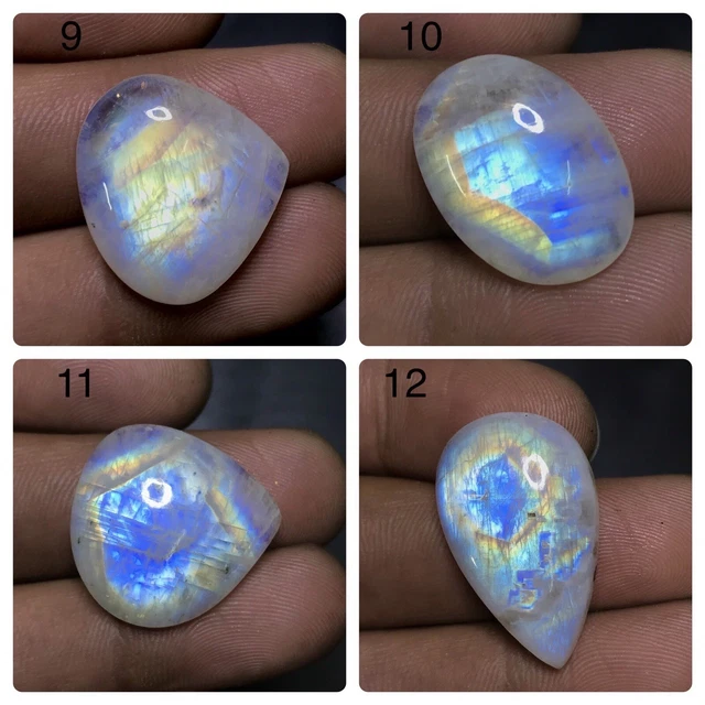 Supreme ! Natural Rainbow Moonstone Fire Cabochon  Loose Top Gemstone  AAA+ 3