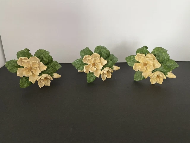 Vintage Resin Magnolia Flower Curtain Tie Back Holdbacks 3 Pieces