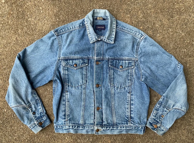 Vintage Calvin Klein Denim Jean Trucker Jacket Stonewash 90's Size Large
