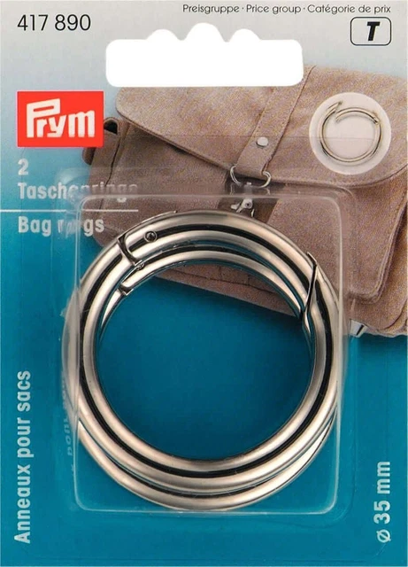 417890 Anillos Bolsa de Prym 35mm Plata 2 piezas. Herrajes para fabricación de bolsas