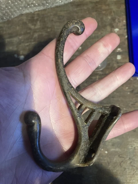 Antique Victorian Cast Iron Original Coat Hook Vintage Reclaimed Old 3