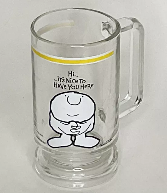 Vintage Tom Wilson (1977) ZIGGY Cold Beverage Stein/Mug; Clear Drinking Glass