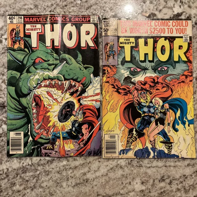 Marvel Comics Bronze Age Lot Of 2 The Mighty Thor 298 And 299