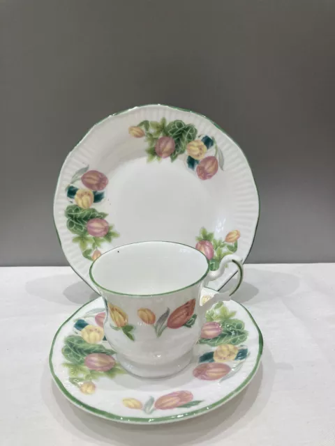 Royal Stafford Trio Cup, Saucer & Plate Coquette Tulips Bone China