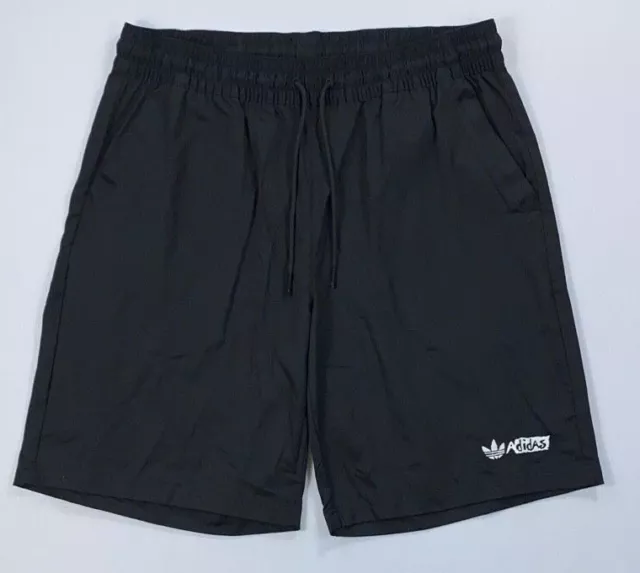 Men's Adidas Originals Trefoil Black Twill Elastic Waistband Shorts