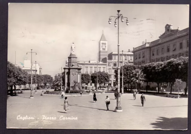 Sardegna Cagliari Piazza Carmine Animata Viaggiata 1956