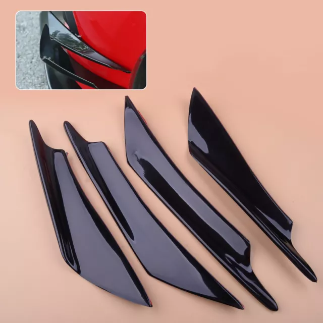 4x Universal Car Front Bumper Side Canards Splitter Fins Body Spoiler Black ABS