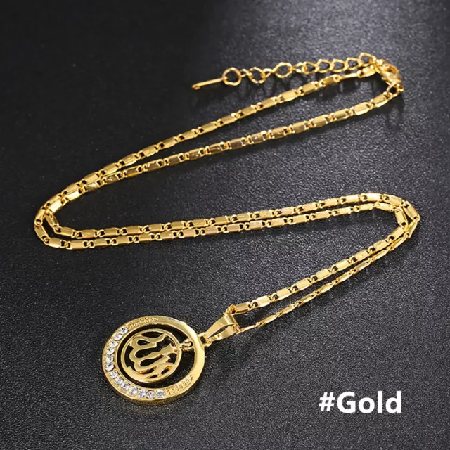 Fashion Gold Color Islamic God Allah Pendant Necklace Muslim Women Charm Jewelry 2
