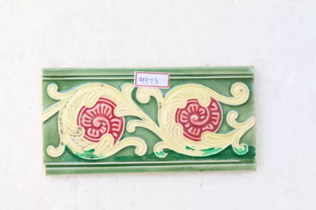 Japan antique art nouveau vintage majolica border tile c1900 Decorative NH4373 7