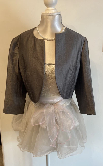 donna ️MINUET PETITE⭐️ giacca stile bolero argento 2 tonalità taglia 10  LOOK NUOVO 🙂