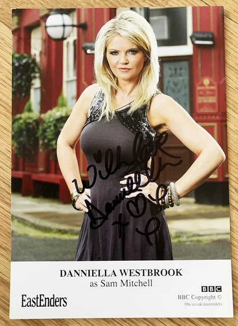 DANNIELLA WESTBROOK SIGNED Vintage EASTENDERS CAST CARD Sam Mitchell BBC1 TV