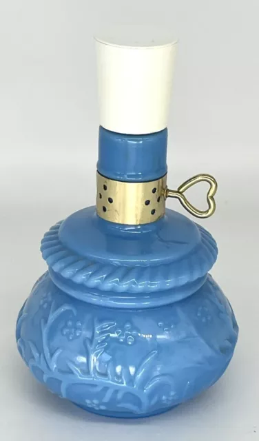 Vintage Avon Courting Lamp Blue Glass Bottle Hana Gasa Cologne - 1/4 Full
