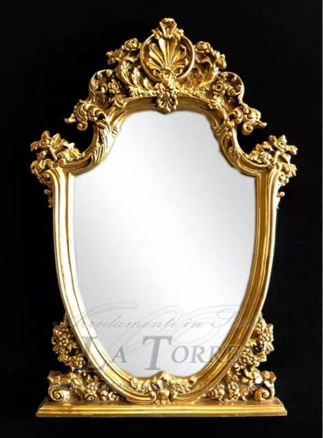 Specchiera classica foglia oro antica specchio molato barocco da parete S24