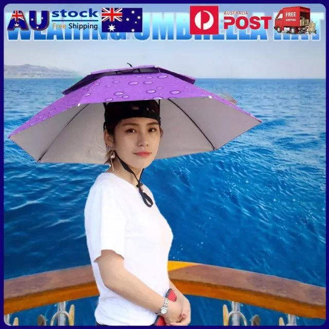 Foldable Fishing Sunshade Headwear Umbrella Hat UV Protection Cap (Purple)