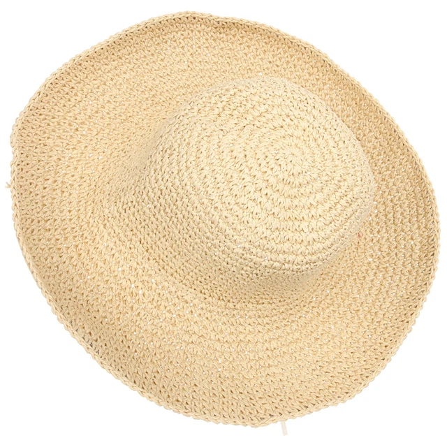 Chapeau de plage de paille Femmes Sun Sun Brim Brim Place Chapeau de protection