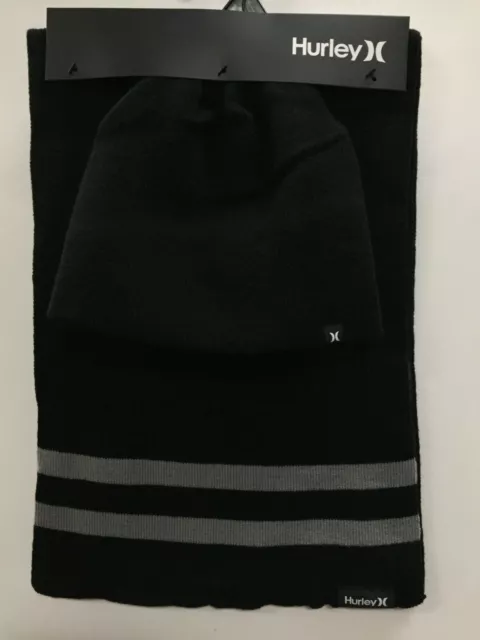 Hurley Scarf And Beanie Set. "New Yorker Beanies/SC" Black/Grey. One Size