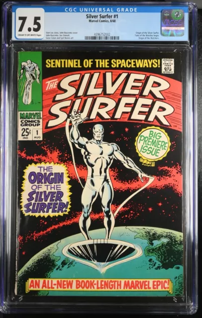 Silver Surfer 1 (CGC 7.5) Origin by John Buscema Tales of the Watcher 1968 X788