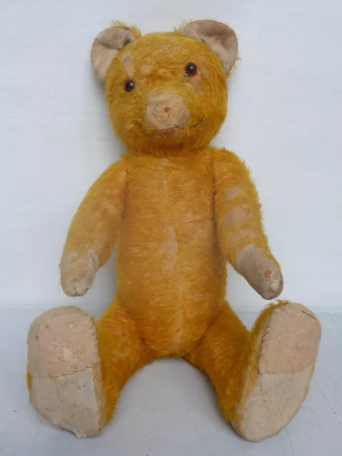 alter Teddybär mit Holzwolle gestopft Glasaugen ca. 47,0 cm groß