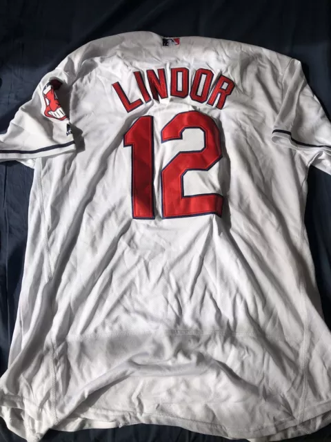 Men's Cleveland Indians Francisco Lindor Majestic Road Gray Authentic  Collection Flex Base Player Jersey