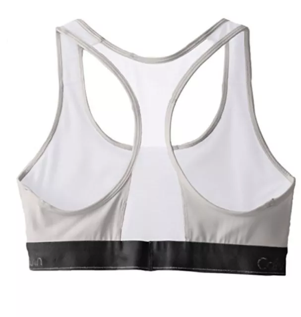 Calvin Klein Underwear Women's Flex Motion Impact Racer Back Bra, White, X-Small 2