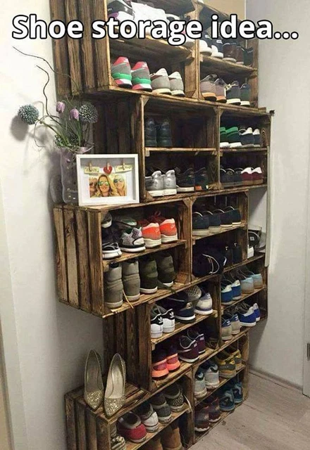 Wooden Shoe Rack Pack Of 10 Handmade Vintage Style Cottage Storage Apple Crate *
