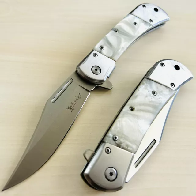 8.75” Pearl Tactical Spring Assisted Open Blade Folding Pocket Knife Hunting