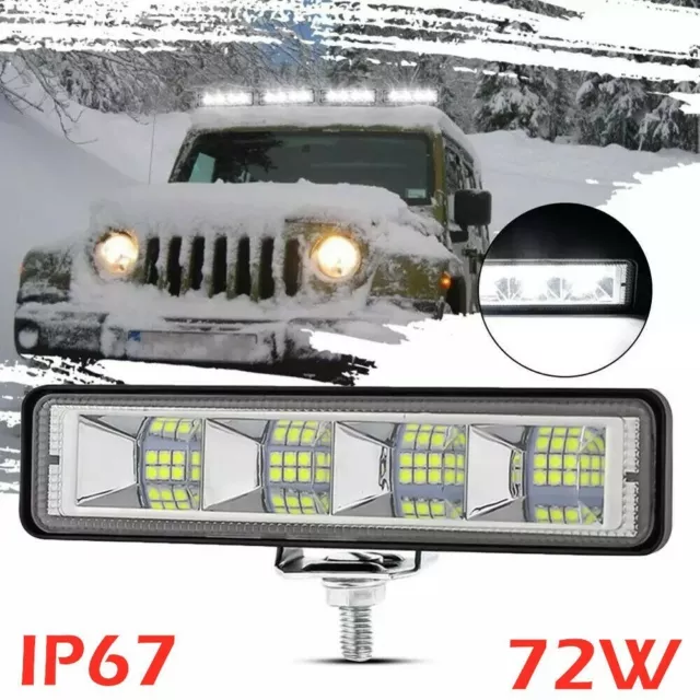 72W 24 Leds Lampe de Travail Barre Projecteur Spot Combo Brouillard Tout Terrain