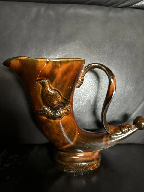 Cornucopia Famous Grouse Scotch Whiskey Pitcher Horn Imported by NY, NY  HTF VTG