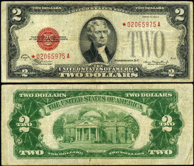 FR. 1505* $2 1928-D Legal Tender Mule *-A Block Fine+ Star