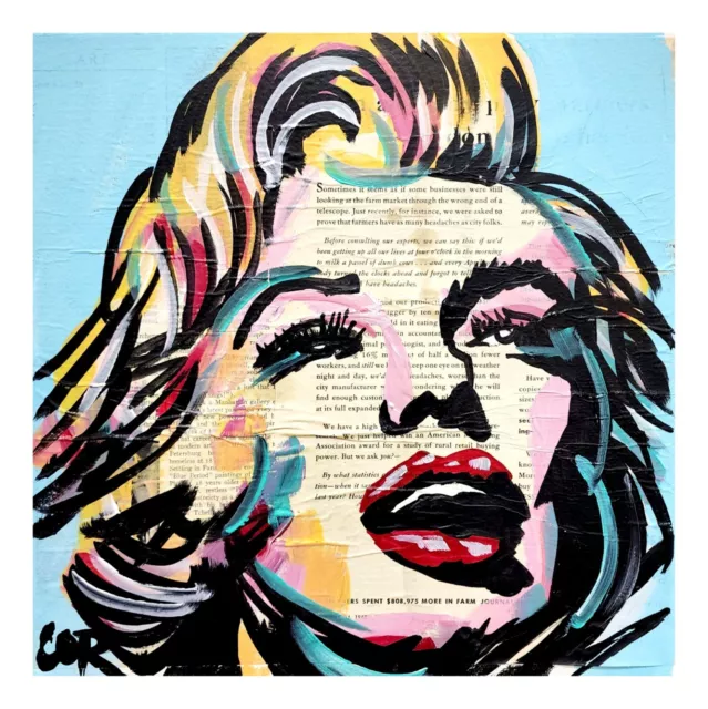 Corbellic Impressionism 12x12 Marilyn Monroe Mixed Media Vintage Portrait Canvas