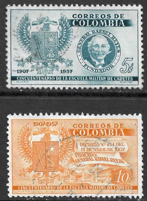 Colombia Scott #673-74 VF Used Military Issued 1957