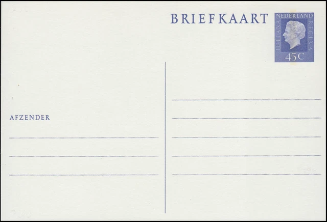 Postkarte P 296a Juliane Regina 45 Cent, Teilstrich 68 mm, ungebraucht ** / MNH
