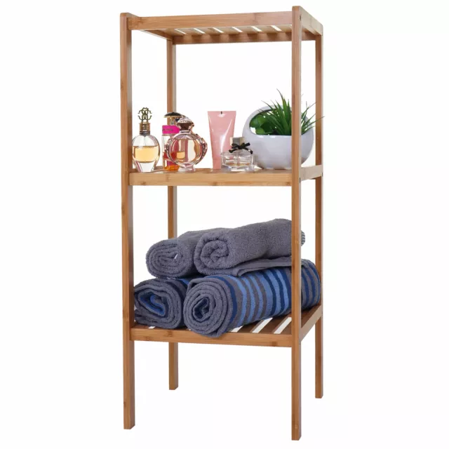 Badregal MCW-B18, Badezimmer Badschrank Standregal, Bambus 80x34x33cm