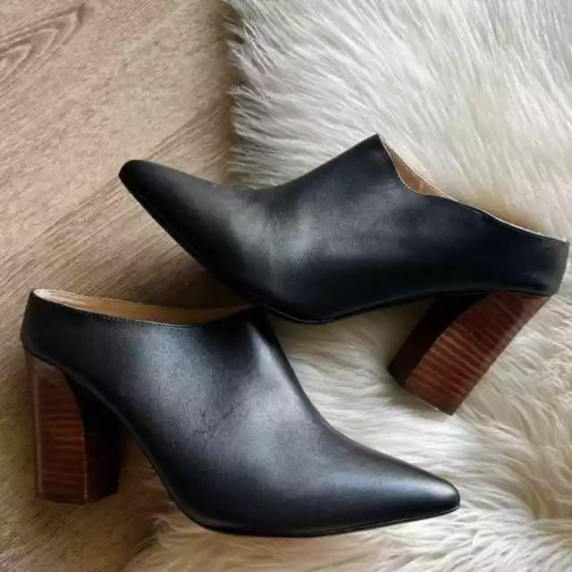 Joe’s • “Sage” Black Leather Pointed Toe Mules