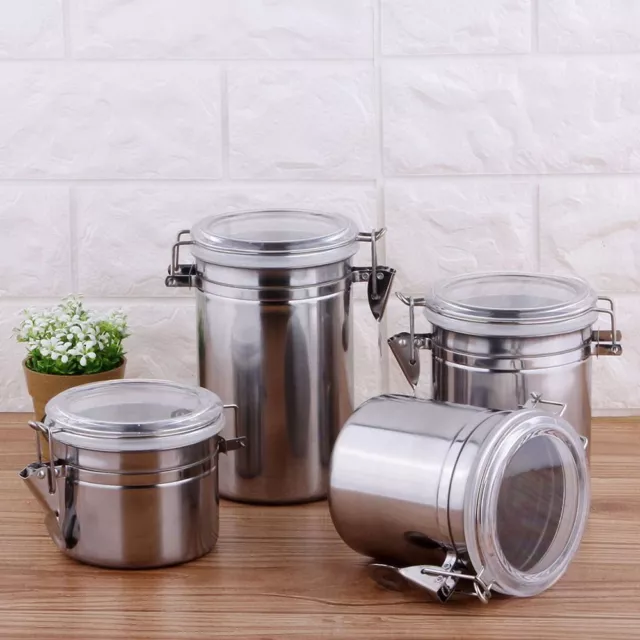 1Pcs Holder Stainless Steel Canister Storage Bottles  for Coffee Flour Sugar Tea