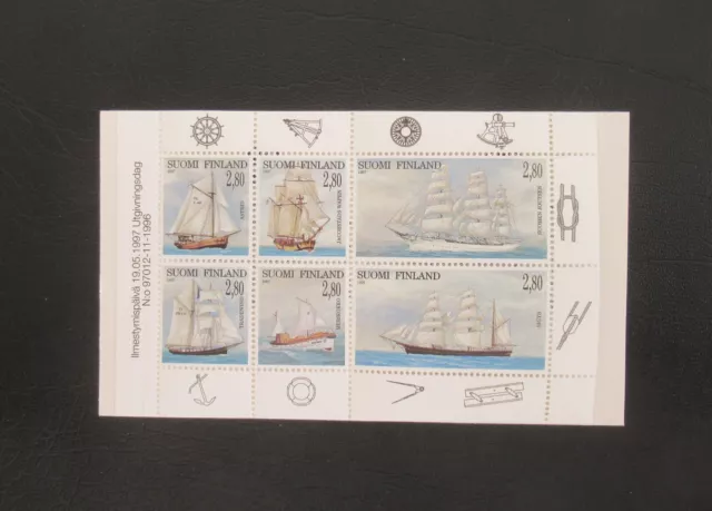 Postage stamps, Finland, 1997, sailing ship sheetlet MNH