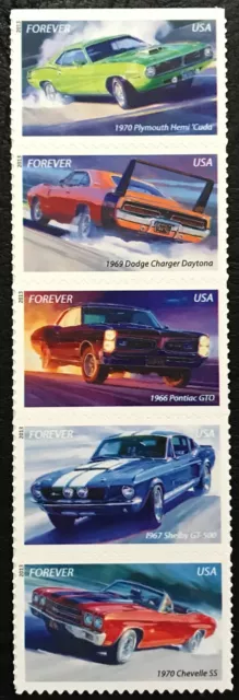 2013  #4743-4747 - Forever - MUSCLE CARS - Strip of 5 Stamps - Mint NH