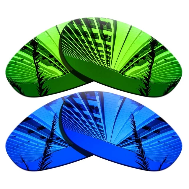 2 Pairs Polarized Replacement Lenses For-Oakley Monster Dog-Green+Purple Blue