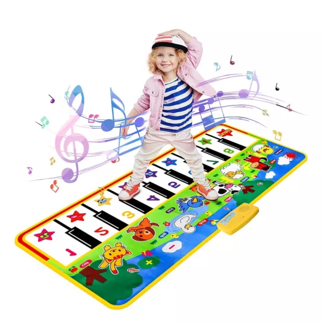 Piano Mat - 53" x 23" Musical Mat 8 Animals Sounds Dance Mat for Kids Touch Play