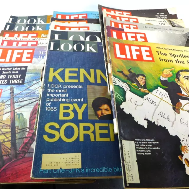 1960s Life Look Magazines (15 Issue Lot) NO DUPLICATES JFK Kennedy Johnson Ads