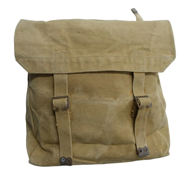 VINTAGE WW2 BRITISH Army Canvas Field Bag Pouch 1940s Indiana Jones